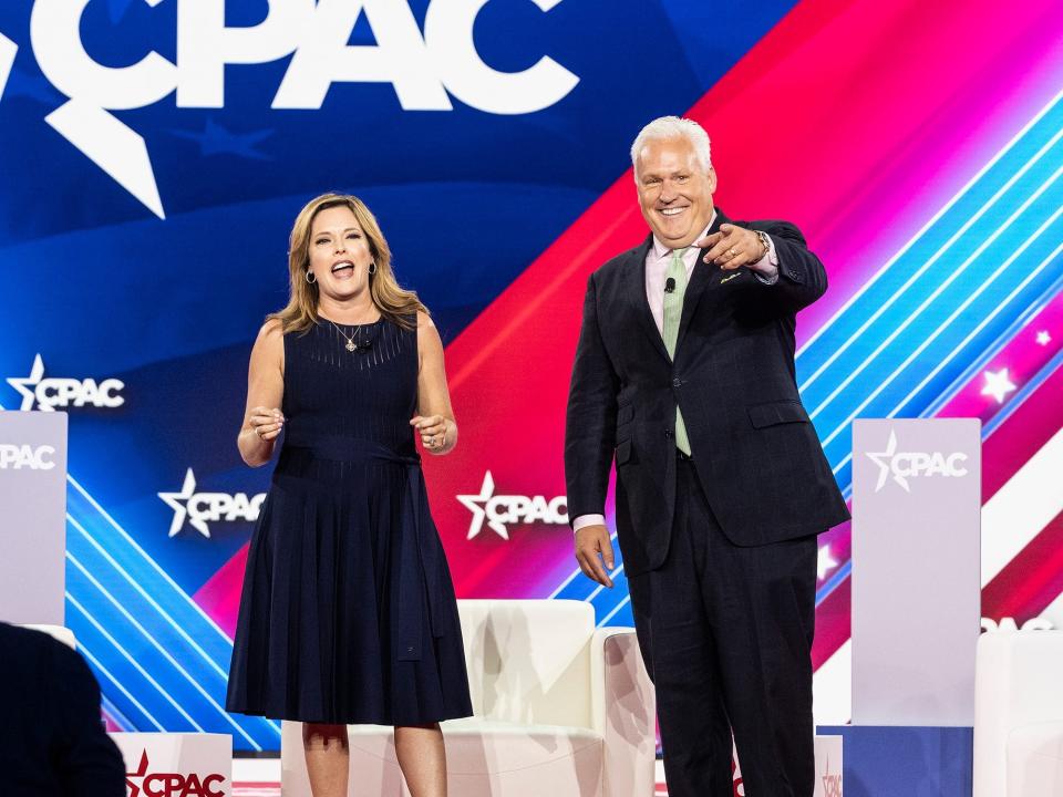 Mercedes Schlapp and Matt Schlapp speak at CPAC Texas in August 2022