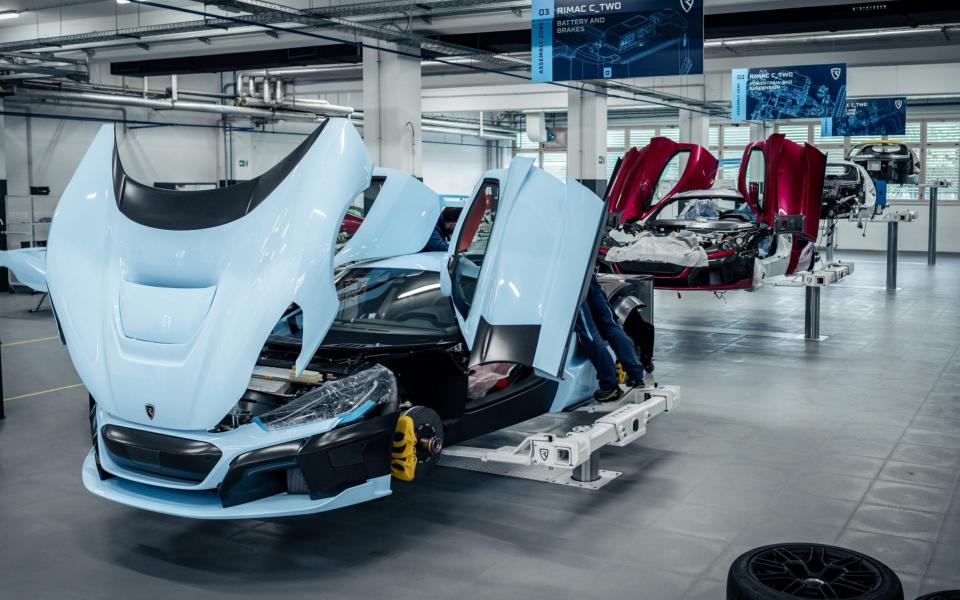 The Rimac C_Two production line will only produce 150 of the electric-powered supercars - Rimac