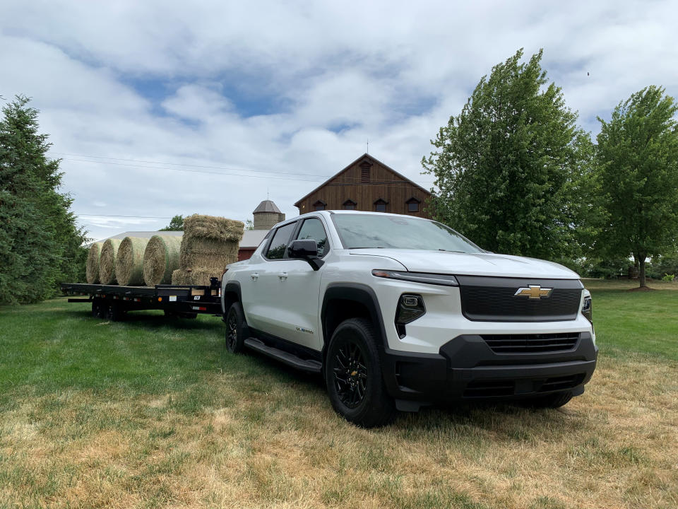 A 2024 Chevrolet Silverado EV work truck is seen in the town of Scio, Michigan, US, on June 22, 2023. REUTERS/Paul Lehnert