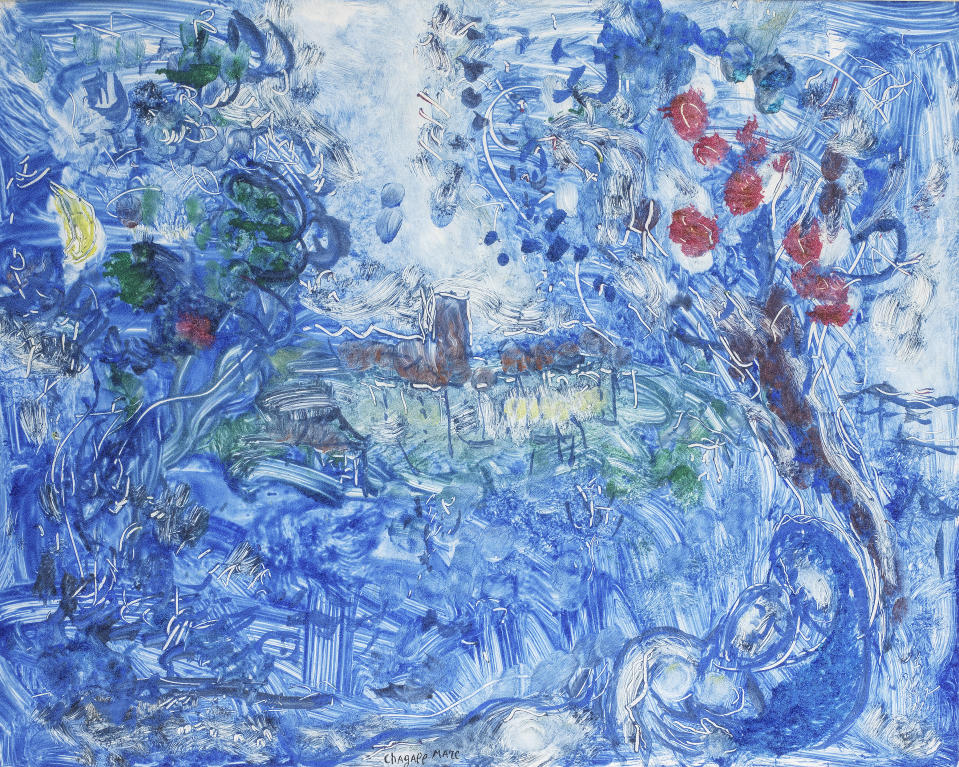 Les Amoureux Dans L’Arbre by Marc Chagall could sell for as much as £50,000 (Bonhams/PA)