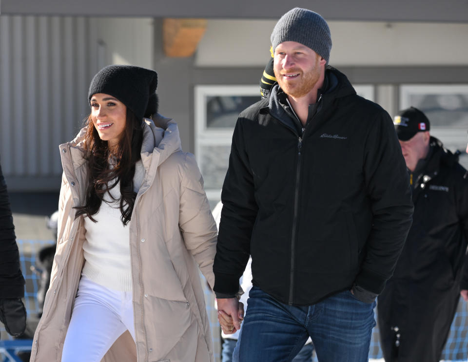 WHISTLER, BRITISH COLUMBIA - FEBRUARY 14: Prince Harry, Duke of Sussex and Meghan, Duchess of Sussex attend the Invictus Games One Year To Go Event on February 14, 2024 in Whistler, Canada. (Photo by Karwai Tang/WireImage)