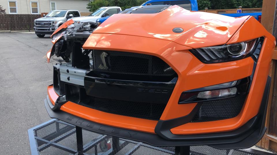 A bigger opening in the nose helps cool the 2020 Mustang Shelby GT500's 760-hp V8.
