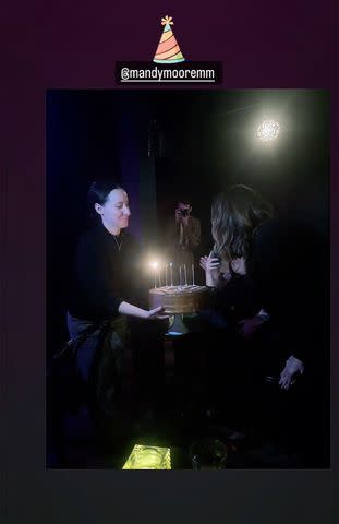 <p>Hilary Duff/Instagram</p> Mandy Moore's birthday