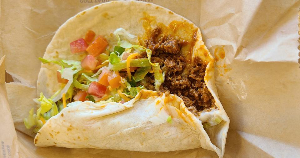 Fresh lettuce is the highlight re Taco Bell's beef soft shell taco.