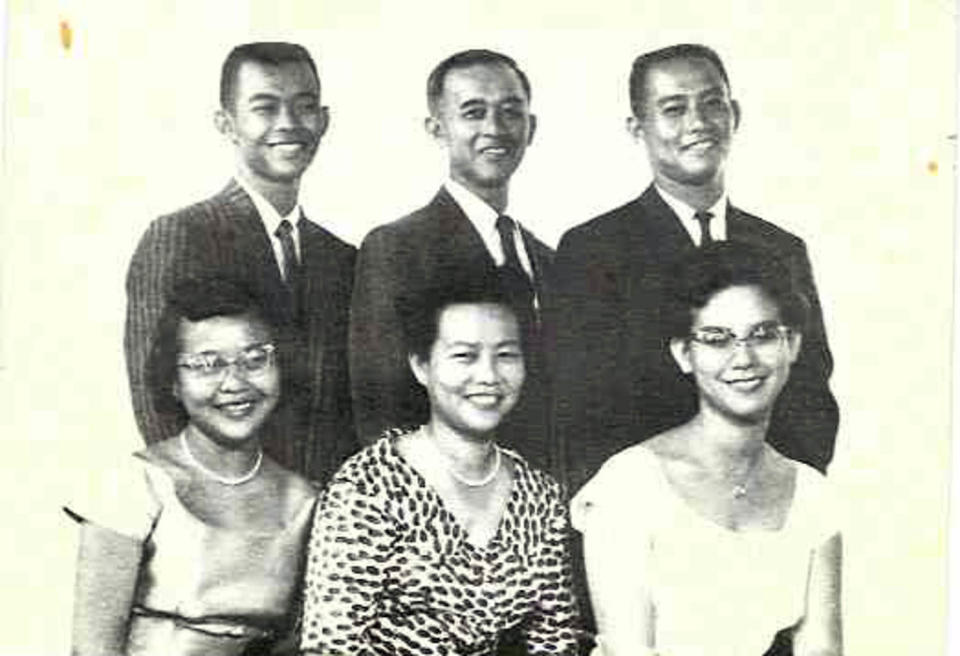 Dong family photo from 1955. From top left, Lloyd Jr, Lloyd Sr, and Ron Dong. From bottom left, Jackie, Margaret, and Jeanette Dong.
 (Courtesy Dong Family)