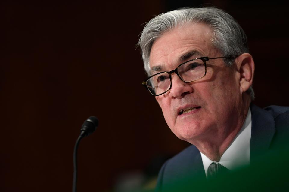 Federal Reserve Chairman Jerome Powell testifies before the Senate Banking Committee on Capitol Hill in Washington, Wednesday, Feb. 12, 2020, during a hearing on the Monetary Policy Report.