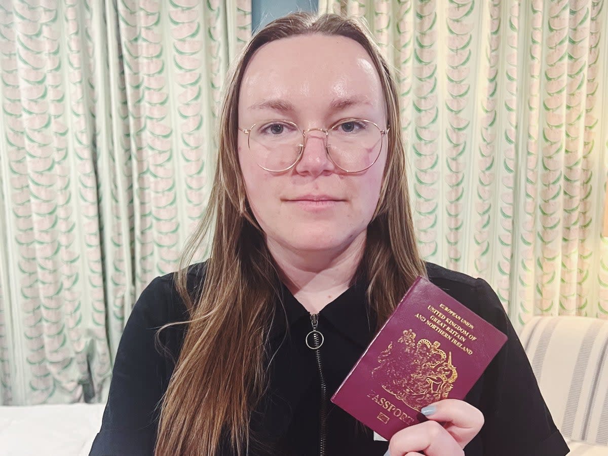 Good to travel: Jessica Zielinski with the passport she was using when KLM turned her away (Lara Ellison)