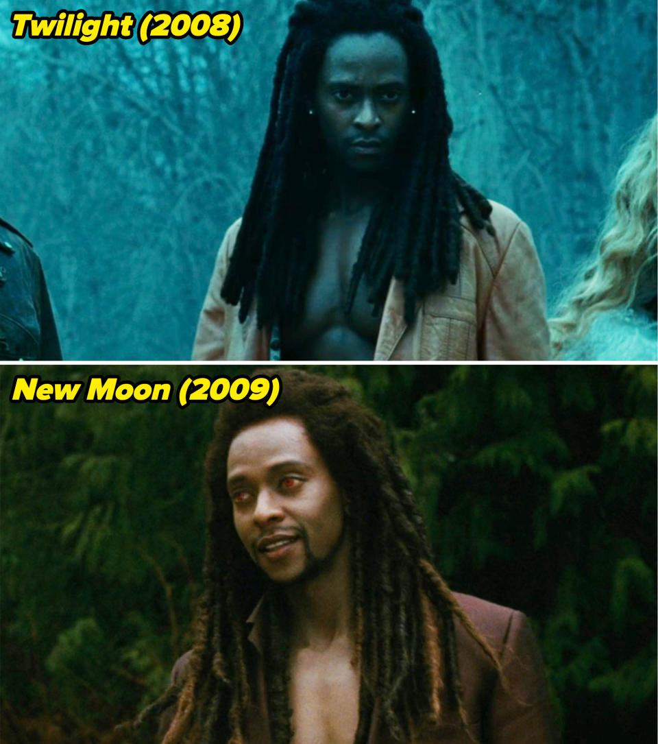 closeup of his character with long locs and a jacket with no shirt underneath
