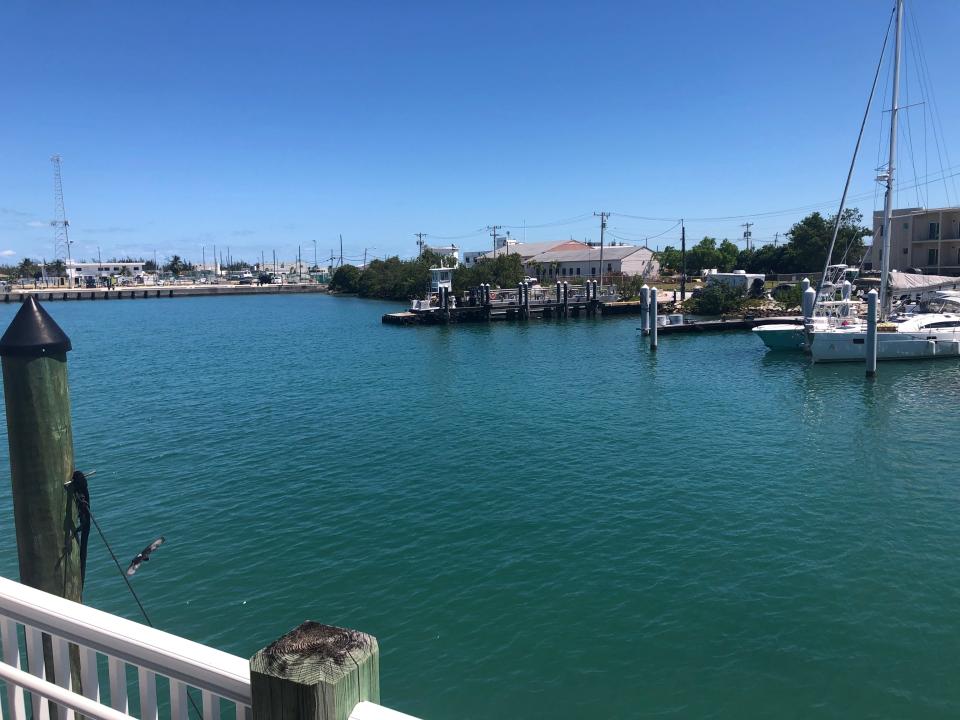Key West harbor with boats docked 
