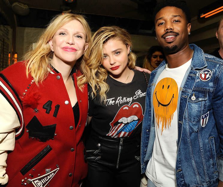 Courtney Love, Chloë Grace Moretz, and Michael B. Jordan schooled everyone on style at an afterparty for New York Fashion Week's Coach preview. The trio's varsity jacket, denim jacket, and fun T-shirts were on point. (Photo: Rabbani and Solimene Photography/Getty Images for Coach)