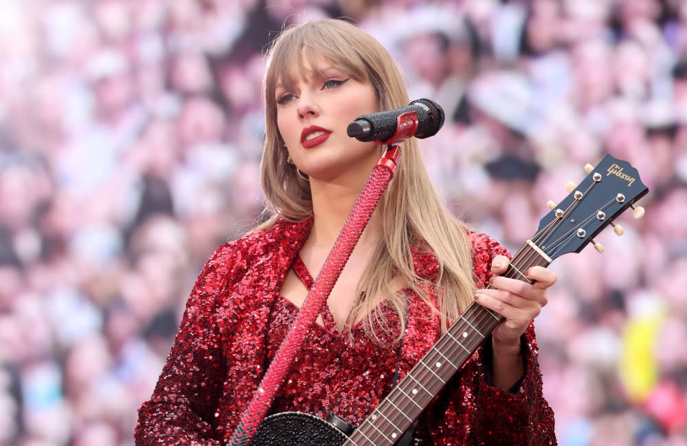 Taylor Swift performing at Wembley Stadium credit:Bang Showbiz