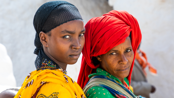 Two Oromo women are pictured as they take part in a pilgrimage