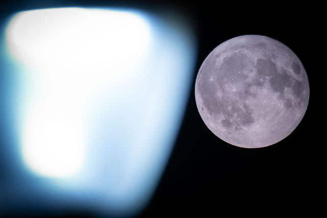 <p>Nicolas Economou/NurPhoto via Getty</p> Rare super blue full moon in the Netherlands