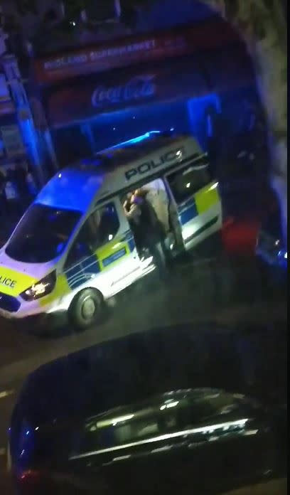 Handout screengrab from video of police at the scene in Leyton, east London, where a police officer was stabbed shortly before midnight after attempting to stop a van.