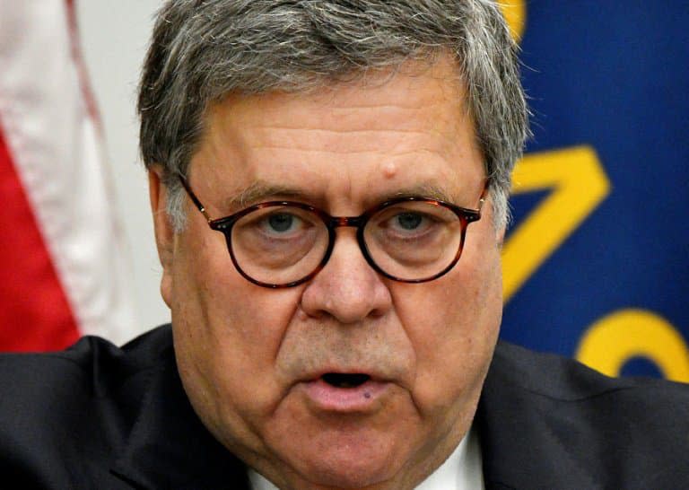 Le ministre américain de la Justice Bill Barr le 2 octobre 2019 à Topeka, au Kansas. - Ed Zurga © 2019 AFP