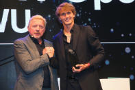 <p>Becker und sein Kronprinz: Alexander Zverev holteim November 2018 22 Jahre nach Becker als erster Deutscher wieder den ATP-WM-Titel. </p>