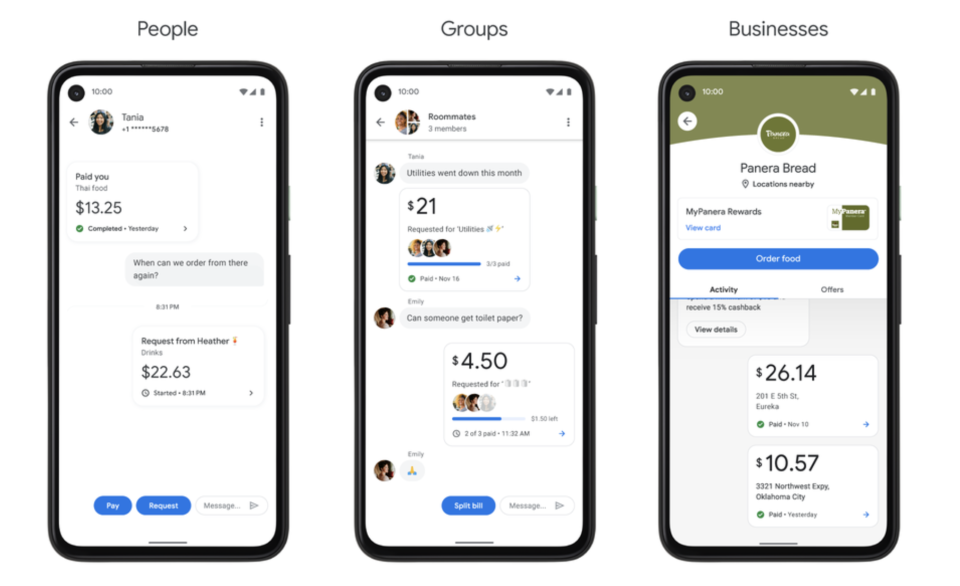 Google Pay app screens (via Google)