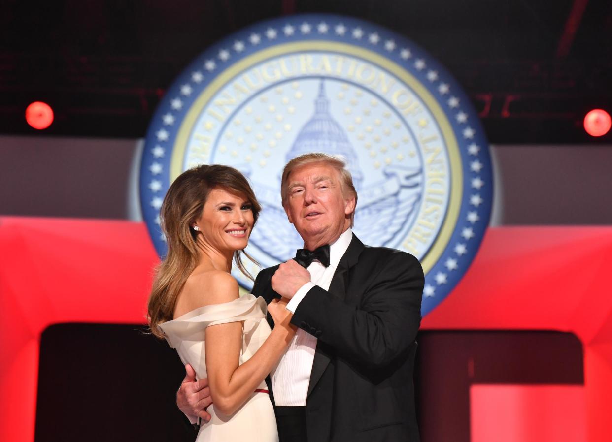 The Trumps at the Freedom Ball celebrating the inauguration, for which $107m was raised: JIM WATSON/AFP/Getty Images