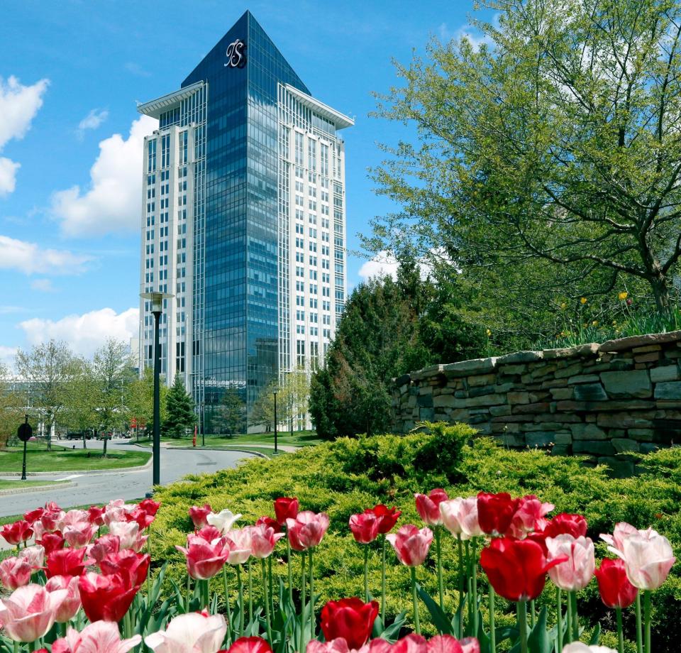 Blue skies and bright tulips signal spring at Turning Stone Resort & Casino.