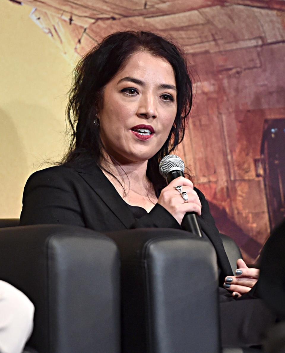 Director Deborah Chow speaks onstage at the premiere of Star Wars' first-ever, live-action series, "The Mandalorian."