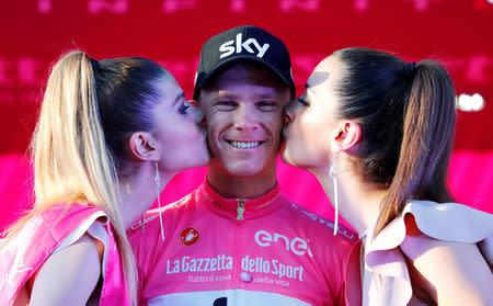 Cycling - Giro d'Italia, Rome, Italy - May 27, 2018 Team Sky's Chris Froome celebrates after winning the Giro d'Italia REUTERS/Alessandro Garofalo