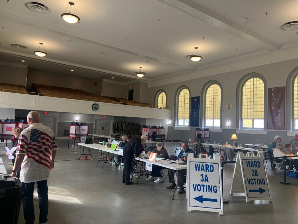 Voters in Ward 3 in Gardner cast their ballots in Perry Auditorium in City Hall on Oct. 10.