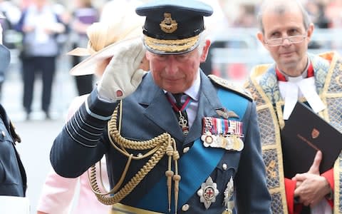 The Prince of Wales salutes outside Westminster Abbey - Credit: Steve Parsons /PA