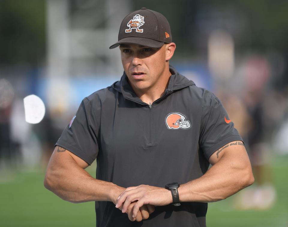 Special Teams Coach Bubba Ventrone at the 2023 Hall of Fame Game between Clevelannd Browns and New York Jets at Tom Benson Hall of Fame Stadium. Friday, August 03, 2023.