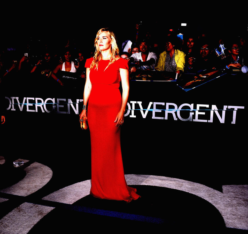 LOS ANGELES, CA - MARCH 18:  Actress Kate Winslet arrives at the premiere Of Summit Entertainment's 'Divergent' at Regency Bruin Theatre on March 18, 2014 in Los Angeles, California.  (Photo by Frazer Harrison/Getty Images)