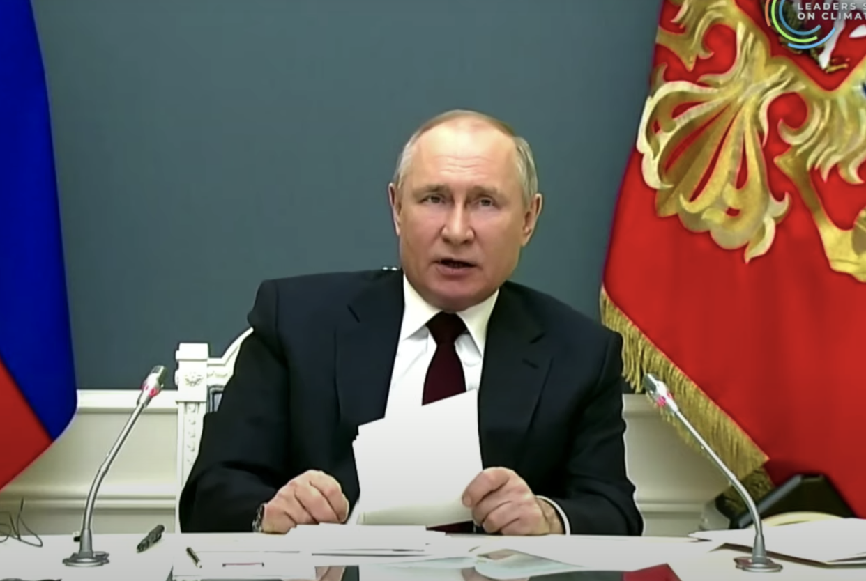 El líder ruso Vladimir Putin habla en la cumbre climática de la Casa Blanca el jueves (state.gov)