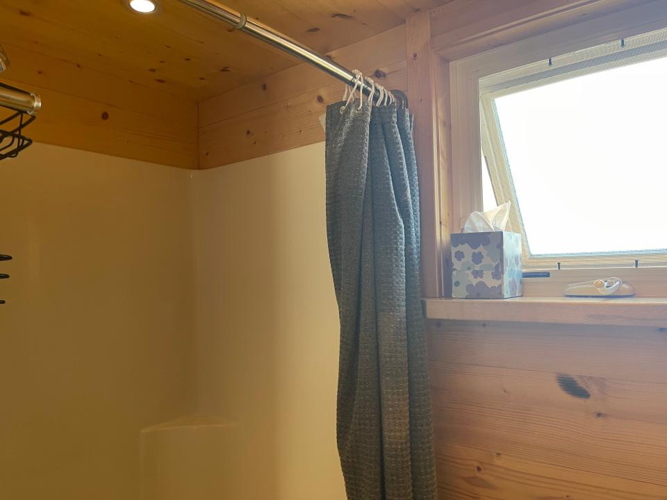 natural light coming in to bathroom/shower of tiny home airbnb near disneyland