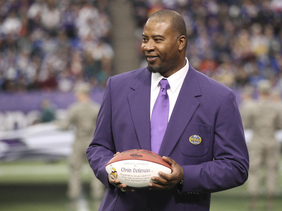 Former Minnesota Vikings defensive end Chris Doleman died at age 58. (AP Photo/Andy King, File)