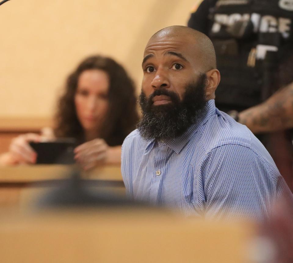 Edward Holley appears in the Town of Wallkill Court on May 3, 2023. A grand jury on Monday indicted Holley on a second-degree murder charge in the 2003 death of Megan McDonald. That action now moves the case from Wallkill Town Court to Orange County Court.