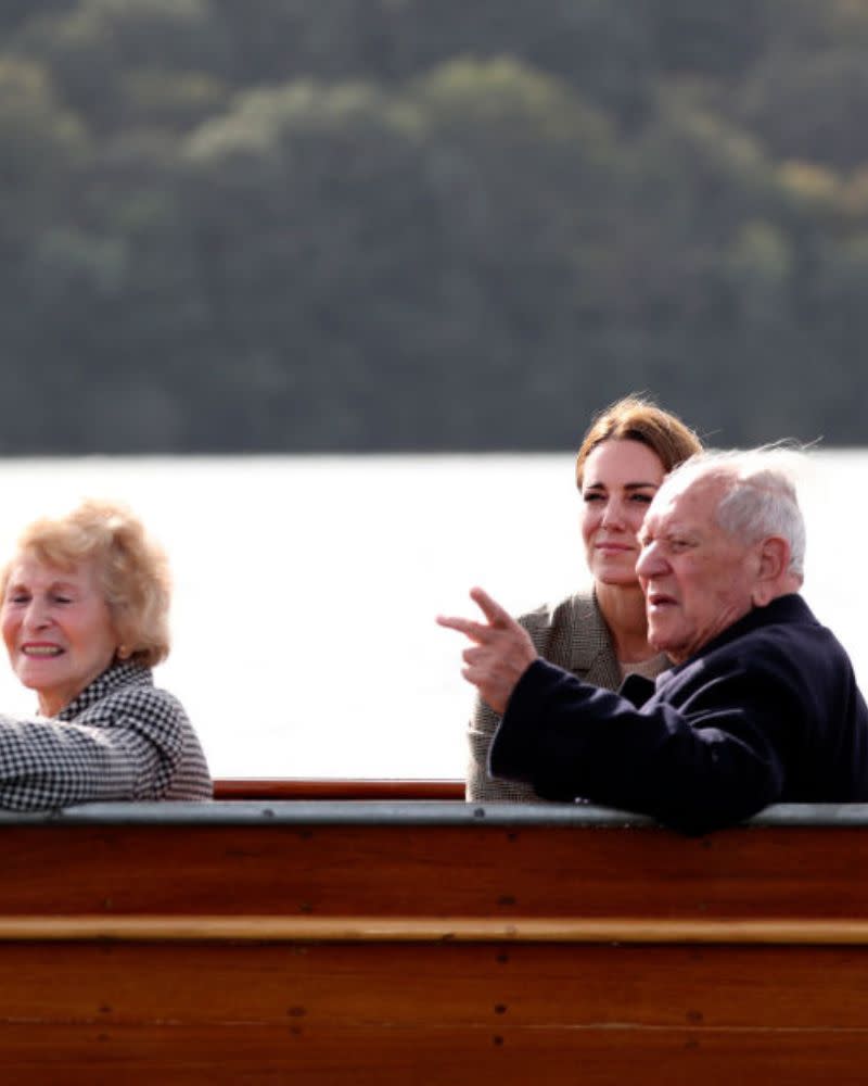 Kate Middleton on a boat trip on Lake Windermere with two of the 