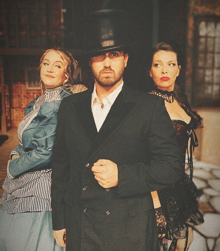 Grace Lenke as "Emma," Dane Becker as "Jekyll and Hyde" and Amanda Telebrico as "Lucy" in the musical "Jekyll & Hyde," on stage at the Henegar Center in downtown Melbourne through Oct. 30, 2022. Visit henegarcenter.com.