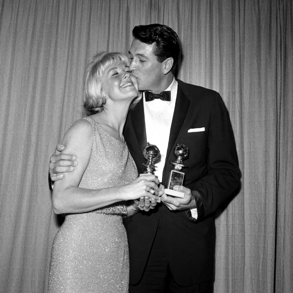 Doris Day With Rock Hudson at the Golden Globe Awards in Los Angeles on March 6, 1963