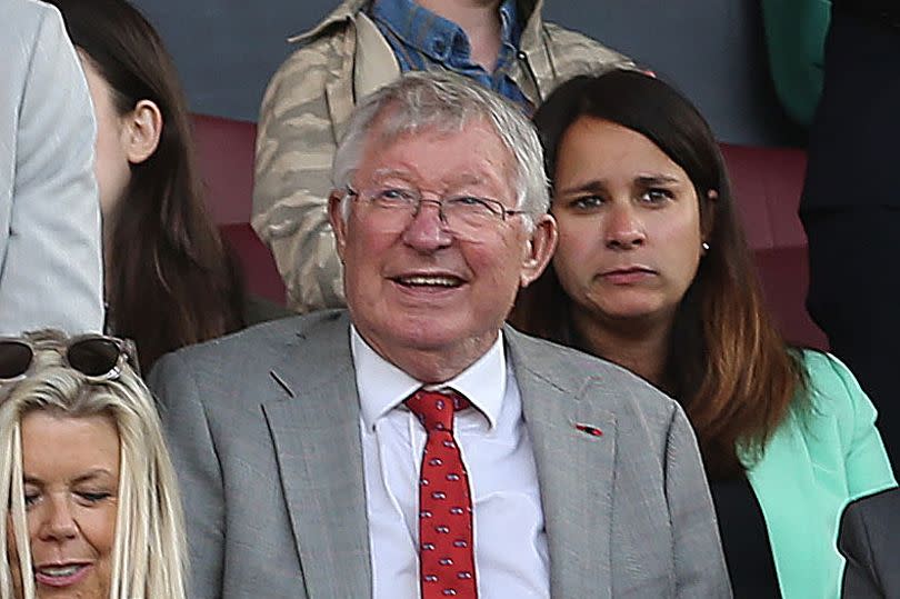 Sir Alex Ferguson watches from the Directors Box during the Barclays Women´s Super League match between Manchester United and Chelsea FC  at Old Trafford on May 18, 2024 in Manchester, England