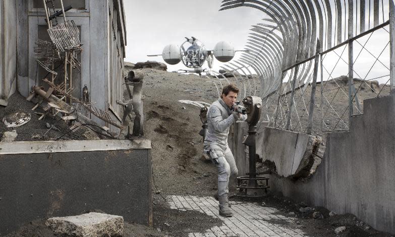 This film publicity image released by Universal Pictures shows Tom Cruise in a scene from "Oblivion." (AP Photo/Universal Pictures)