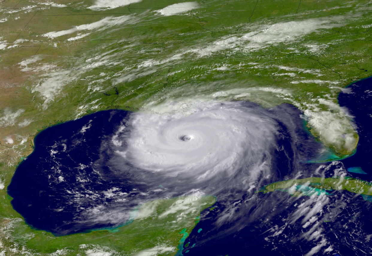 Satellite view of Hurricane Katrina.