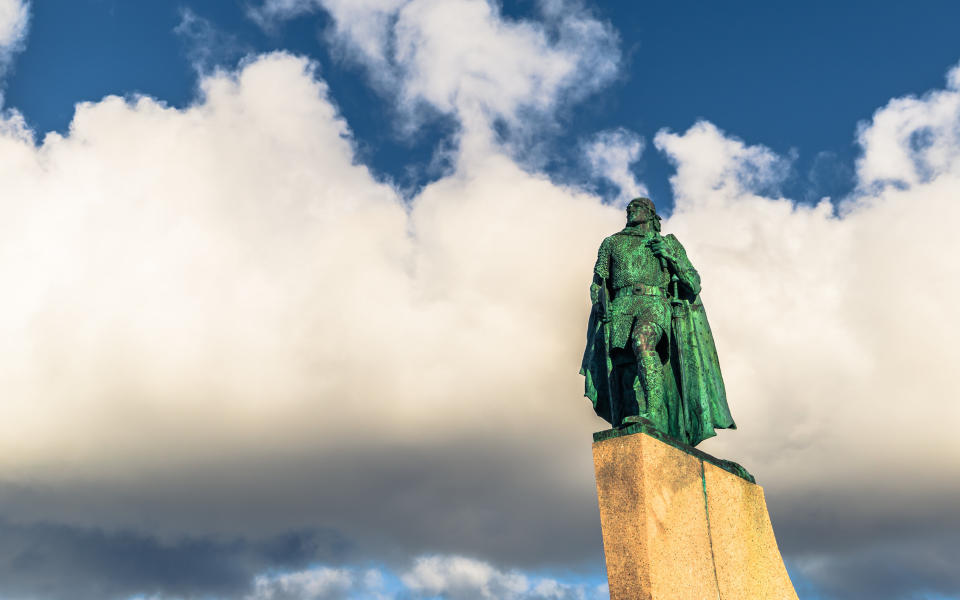 A statue of Leif Erikson in the center of Reykjavik, Iceland. (Photo: RPBMedia via Getty Images)