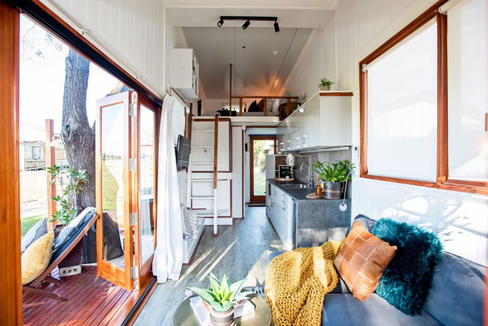 Our cosy studio used every inch of available space in an innovative way. Photo: Tiny Away