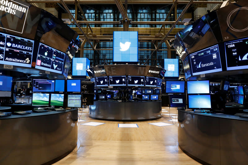 FILE PHOTO: The floor of the NYSE stands ready for the Twitter Inc. IPO in 2013. REUTERS/Brendan McDermid/File Photo/File Photo