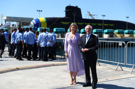 Brazil's President Michel Temer and his wife Marcela participate in the inauguration ceremony of the submarine "Riachuelo", built by the submarine development program (PROSUB), in Itaguai, Brazil December 14, 2018. REUTERS/Pilar Olivares