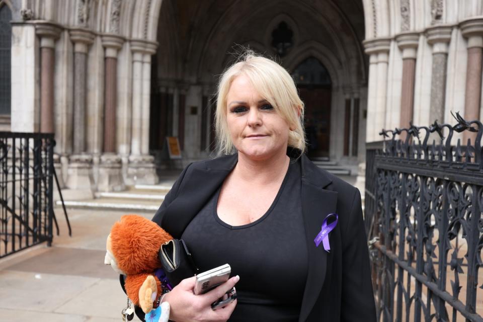 Mother of Archie Battersbee, Hollie Dance, outside the High Court, central London. (James Manning/PA)