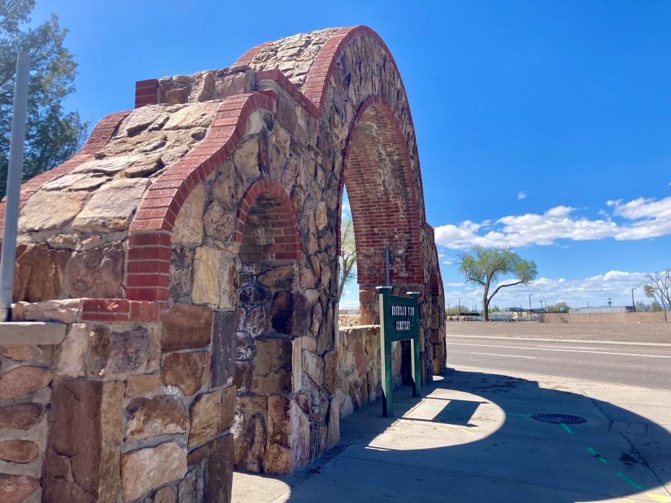 An arch at the entrance of Mountain View cemetery is historic, but can block the view of motorists seeking to safely turn onto Northern Avenue.