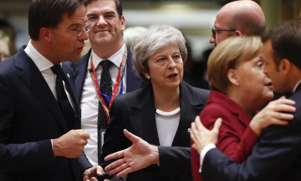 Theresa May at an EU summit in Brussels.