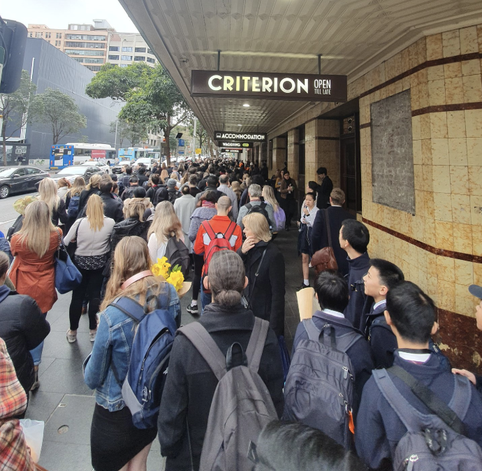 "This was the queue at Town Hall earlier. I get the bus to North Sydney every day from here, and it's standing room only," wrote Sydney commuter Andrew Thomas. Source: Twitter/@chooseajob 