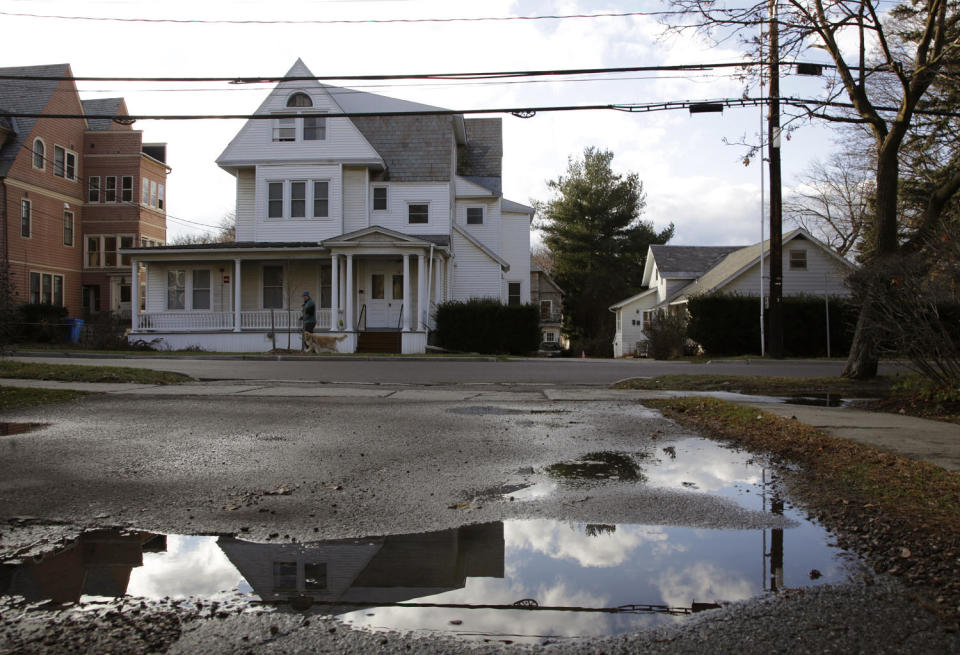 The house where Eaton was staying when he allegedly shot three Palestinian college students. (Hasan Jamali / AP)