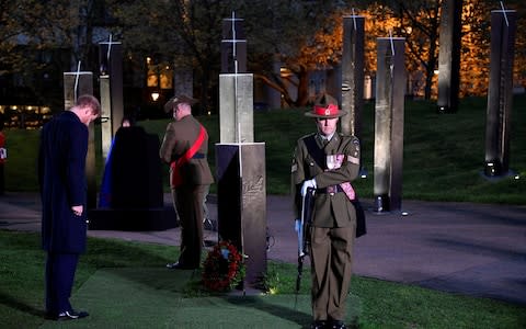 Prince Harry led the nation's tribute by laying a wreath at Wellington Arch