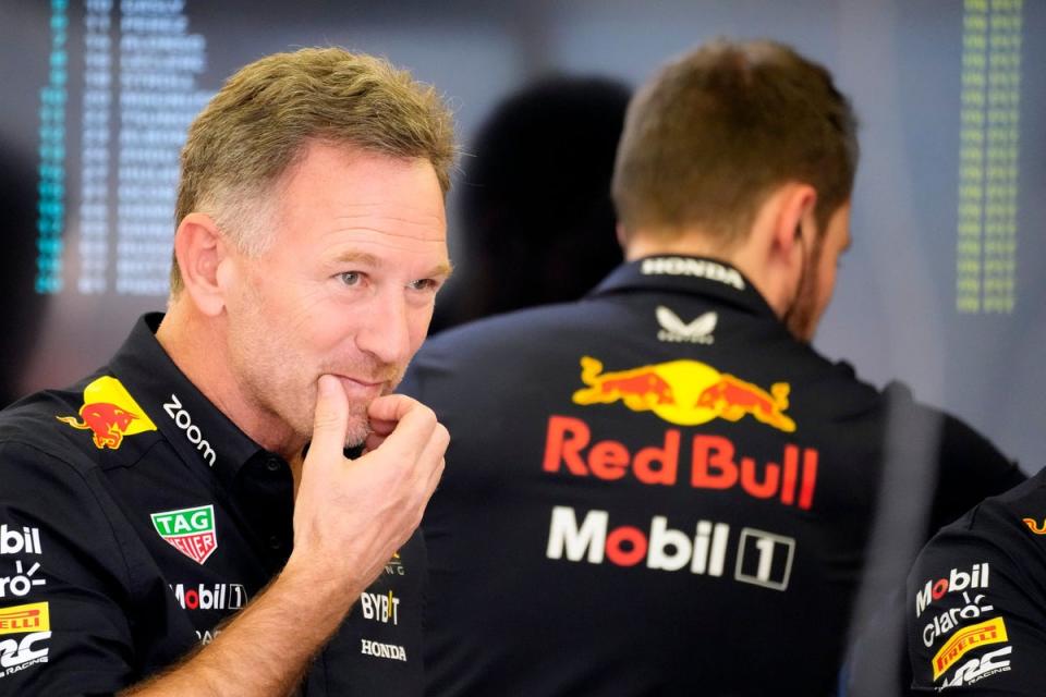 Christian Horner was back in the paddick in Bahrain this morning (AP)